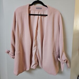 Olivia Moon Women's Open Front Blazer Dusty Pink Tie Sleeves XL